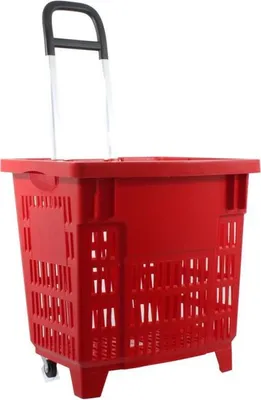 Produktbild von Einkaufstrolley Einkaufskorb m. Rollen 55L Rot