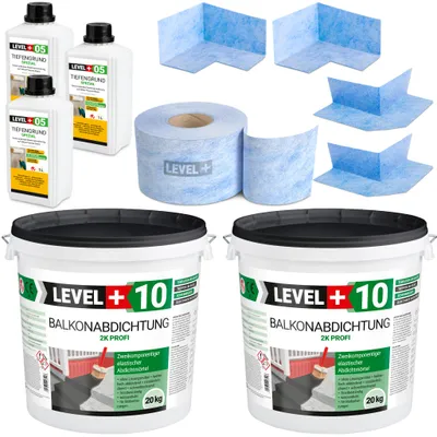 Produktbild von DichtSet 40kg Balkonandichtung 2K Balkon und Terrassen Dichtband LEVEL+ SET34