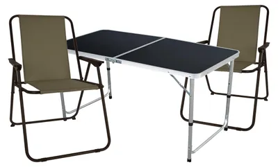 Image de mobilier de camping 3 pièces chaise de camping table de camping pliable L120xB60xH70cm