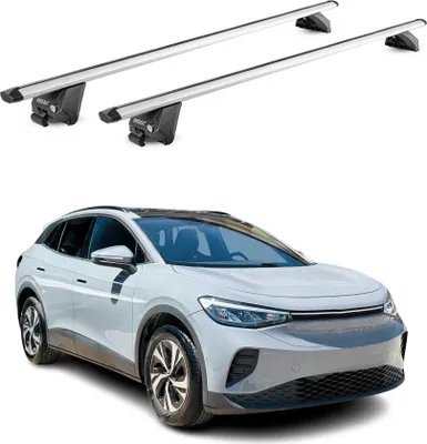 Image de Barres de toit transversales pour VW ID4 2020-2025 Alu Gris Argenté 2 pièces ABE