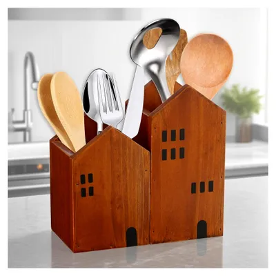 Produktbild von 2 Stück Küchenutensilienhalter Organizer aus Holz für die Küchentheke