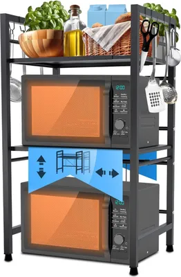 Obrázek produktu pro Kuchyňský regál - úložný prostor - flexibilní úložný prostor - snadná montáž | Barva: černá | Velikost: 3 patra