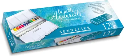 Produktbild von Sennelier La Petite Metallkasten - 12 halbe Aquarell Näpfchen N131683.02
