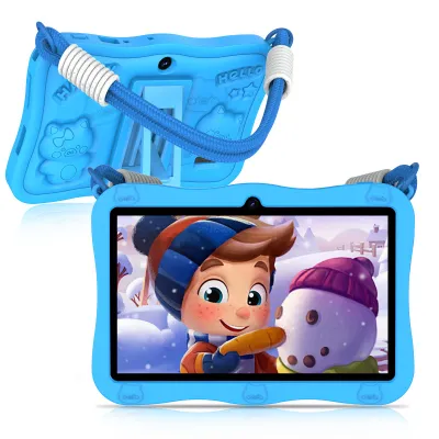 Produktbild von PRITOM 7-Zoll-Tablet für Kinder, 8GB(3+5GB erweiterbar)RAM, 32GB ROM Android 16 Kleinkind-Tablet, vorinstalliert mit iWawa, Kindersicherung, WiFi blau