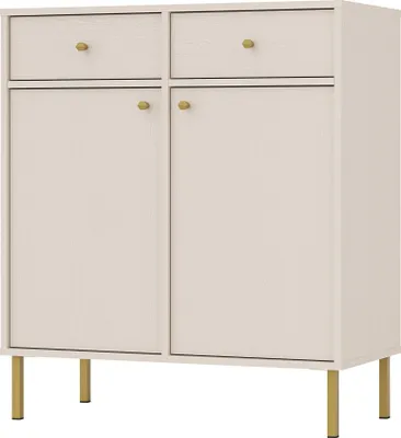 Produktbild von Masseno Kommode TORINO 84 cm Sideboard mit 2 Schubladen und 2 Türen für Wohnzimmer Schlafzimmer Modern 84x41x95 cm Beige / Beige