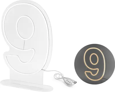 Obrázek produktu pro Neonové LED číslo "9", bílé, 50 cm