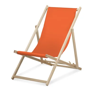 Immagine prodotto di Sdraio - monocolore - arancione - pieghevole - in legno di faggio - portata fino a 95 kg - schienale regolabile in 3 posizioni - lettino da spiaggia