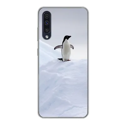 Produktbild von MuchoWow® Handyhülle Schutzhülle Hülle für Samsung Galaxy A30s Pinguin - Eis - Winter Silikon Softcase Handy Hülle - Karteninhaber