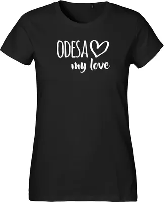 Produktbild von Huuraa Damen T-Shirt Odesa my love L Black Bio Baumwolle Fairtrade Damenshirt Geschenkidee