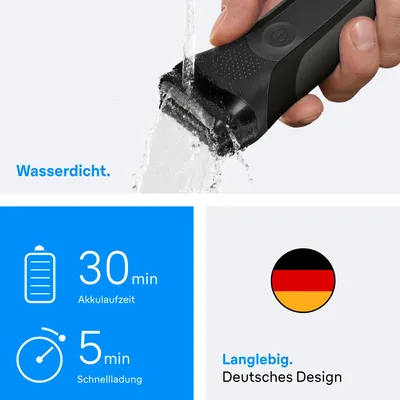 Produktbild von Braun Series 3 300BT, Rotationstrasierer, Schwarz, Tasten, 1 mm, Akku, Nickel-Metallhydrid (NiMH)