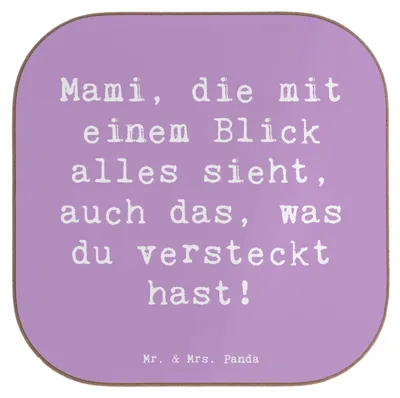 Produktbild von Mr. & Mrs. Panda Untersetzer für Gläser Spruch Mami Superkraft - Lavendeltraum - Geschenk, persönliche Erinnerungen, weinuntersetzer, Freude, Tischschoner, Dankeschön