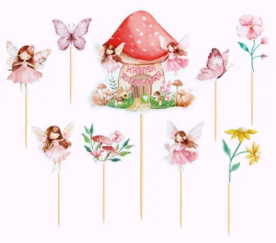 Productafbeelding van Kleine bloemenfee taartdecoratie - 25 stuks