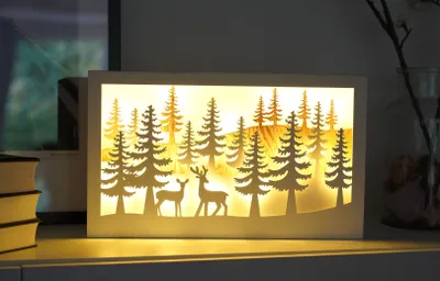 Produktbild von LED Weihnachtsszene Winterwald - ca. 40x24 cm