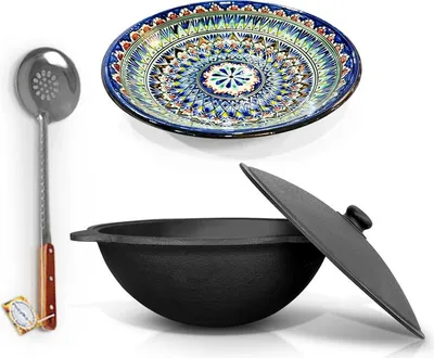 Produktbild von Schaumlöffel Gusseisen Kazan 12 L Usbekisch Plov Kasan Ljagan Namangan Asia