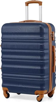 Produktbild von COOLIFE Hartschalen-Koffer Trolley Reisekoffer 4 Rollen TSA-Schloss, Blau/Braun