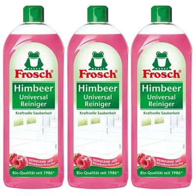 Produktbild von Frosch Himbeer Universal-Reiniger 750 ml - Kraftvolle Sauberkeit (3er Pack)