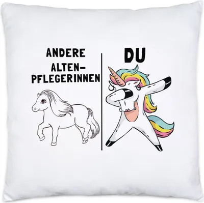Produktbild von Andere Altenpflegerinnen Du Kissen Inkl. Füllung Pferd Einhorn Humor Lustig Unicorn Geschenk Altenpflege