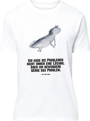 Produktbild von Mr. & Mrs. Panda Größe XL T-Shirt Axolotl Schwimmen - Weiß - Geschenk, Optimistisch, Lurch, Probleme, glücklich, Motivation, Tshirt, Shirt, mit Spruch