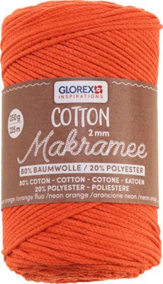 Produktbild von GLOREX 5 1008 35, Baumwolle, Polyester, Orange, 225 m, 2 mm, 250 g, 1 Stück(e)