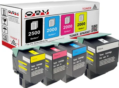 Produktbild von Kompatibel 4x OBV XL Toner für Lexmark C540N C543 C544 C544 C546 X543 X544 X546 X548 schwarz cyan magenta gelb Schwarz 2500 farbig je 2000