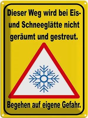 Produktbild von vianmo Blechschild 40x30 cm Eis Schneeglätte eigene Gefahr Warnschild Hinweisschild Sicherheit Vorsicht