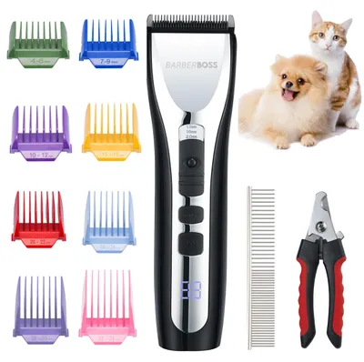 Zdjęcie produktu dla Zestaw do pielęgnacji zwierząt BarberBoss, bezprzewodowa, cicha maszynka do strzyżenia gęstej sierści