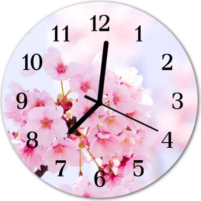 Produktbild von Glasuhr Wanduhr Küchenuhr Echt-Glas 30fi cm Blüten rosa
