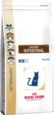 A bag of Royal Canin veterinary diet cat food for gastrointestinal issues.