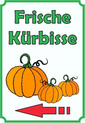 Produktbild von Verkaufsschild Schild Kürbis Hochkant mit Pfeil links A3 Rückseite selbstklebend
