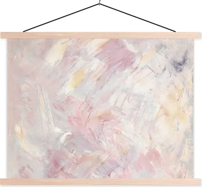 Produktbild von MuchoWow® Textilposter Ölgemälde Rosa 120x90 cm mit holzfarbenen Rahmen - Magnetisch