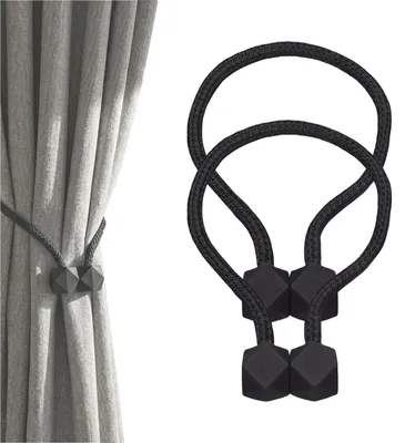 Magnetische Gardinenhalter, 2 Stück, schwarz, starke Magnete