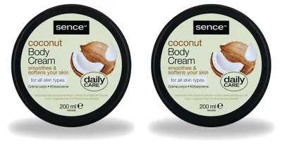 Imagen del producto de 2 unidades de crema corporal con aroma a coco Sence - Hidratante - 200 ml - Paquete económico