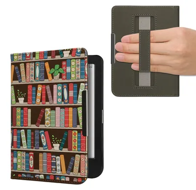 Image de Étui de protection kwmobile pour Kobo Clara BW / Clara Colour / Tolino Shine (5) / Shine Color - Étui à rabat pour liseuse électronique avec dragonne et mise en veille automatique