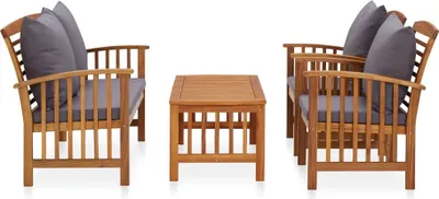 Immagine prodotto di vidaXL Set da giardino 4 pezzi con cuscini in legno massello di acacia