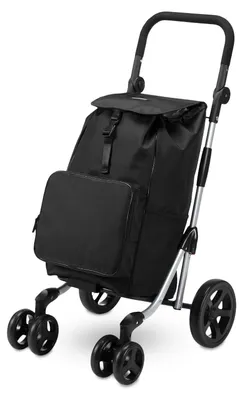 Produktbild von Packaway 4-rädriger Einkaufswagen – Deluxe-Einkaufswagen mit Kühlfach und verstellbarem Griff – 60 Liter – schwarz