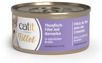 Imagen del producto de Catit Cuisine - Filetes de atún con gambas en un delicioso caldo, 75g