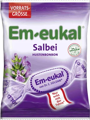 Obrázok produktu pre Em eukal Šalviové pastilky Individuálne balené pastilky proti kašľu 150g