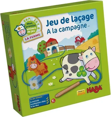 Image de Haba Holzspielzeug Fädelspiel Bauernhof - Jeu éducatif pour les tout-petits