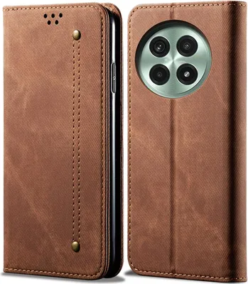 Immagine prodotto di Custodia per OnePlus 13, custodia a portafoglio in pelle con chiusura magnetica e supporto marrone
