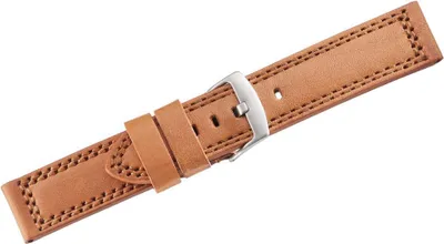 Produktbild von Herzog Defender Uhrenarmband Kalbsleder Braun Doppelnaht gleichlaufend, Stegbreite:24mm