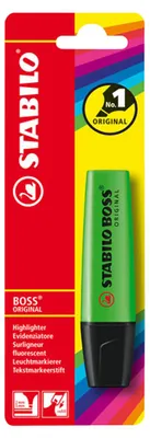 Zdjęcie produktu dla STABILO Boss Original, 1 szt., Zielony, Końcówka ścięta, Czarny, Zielony, 2 mm, 5 mm