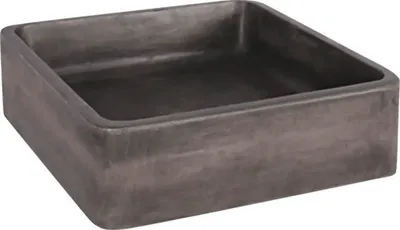A square, dark gray sink basin is shown from a slightly elevated angle.