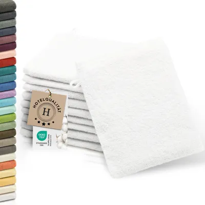 Produktbild von 10er Set Waschlappen aus Baumwolle, 16x21 cm, weiß