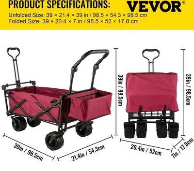 Produktbild von Faltbarer Kinderwagen mit Luftreifen und Duwstang Rot