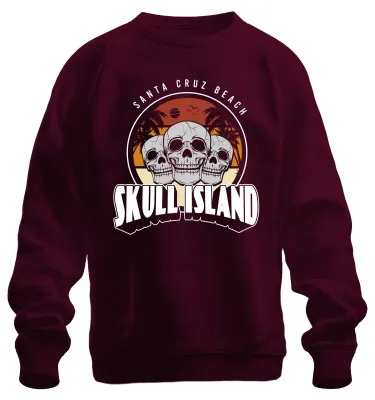 Obrázok produktu pre Totenkopf Skull Island Santa Cruz Strand Palmen Retro Vintage Uni mikina, bordová, S