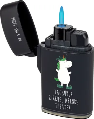 Produktbild von Mr. & Mrs. Panda sturmfeuerzeug Einhorn Joker - Schwarz - Geschenk, Mittelalter, Einhörner, Gasfeuerzeug, zigarettenanzünder, Hofnarr, Feuerzeuge, Feuerzeug, anzünder