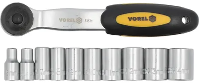 Immagine prodotto di Set di chiavi a bussola a cricchetto da 1/4", da 5 a 14 mm, 11 pezzi, in acciaio cromo-vanadio (CrV)