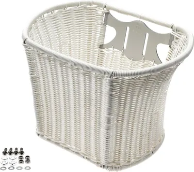 Produktbild von Fahrrad Korb Rattan Look vorn Einkaufskorb engmaschig Weiß ohne Halter