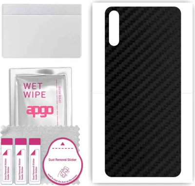 Produktbild von apgo Rückseite Schutzfolie, Skin, kompatibel mit Huawei Enjoy 10E, Hinten Displayschutzfolie aus Vinylfolie, kratzfest, einfache Montage - Schwarzer Kohlenstoff