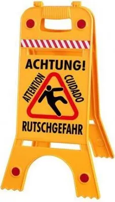 Produktbild von Warnaufsteller Dachaufsteller - ACHTUNG! Attention Rutschgefahr - Gr. ca. 28 x 64 cm – 308555/3